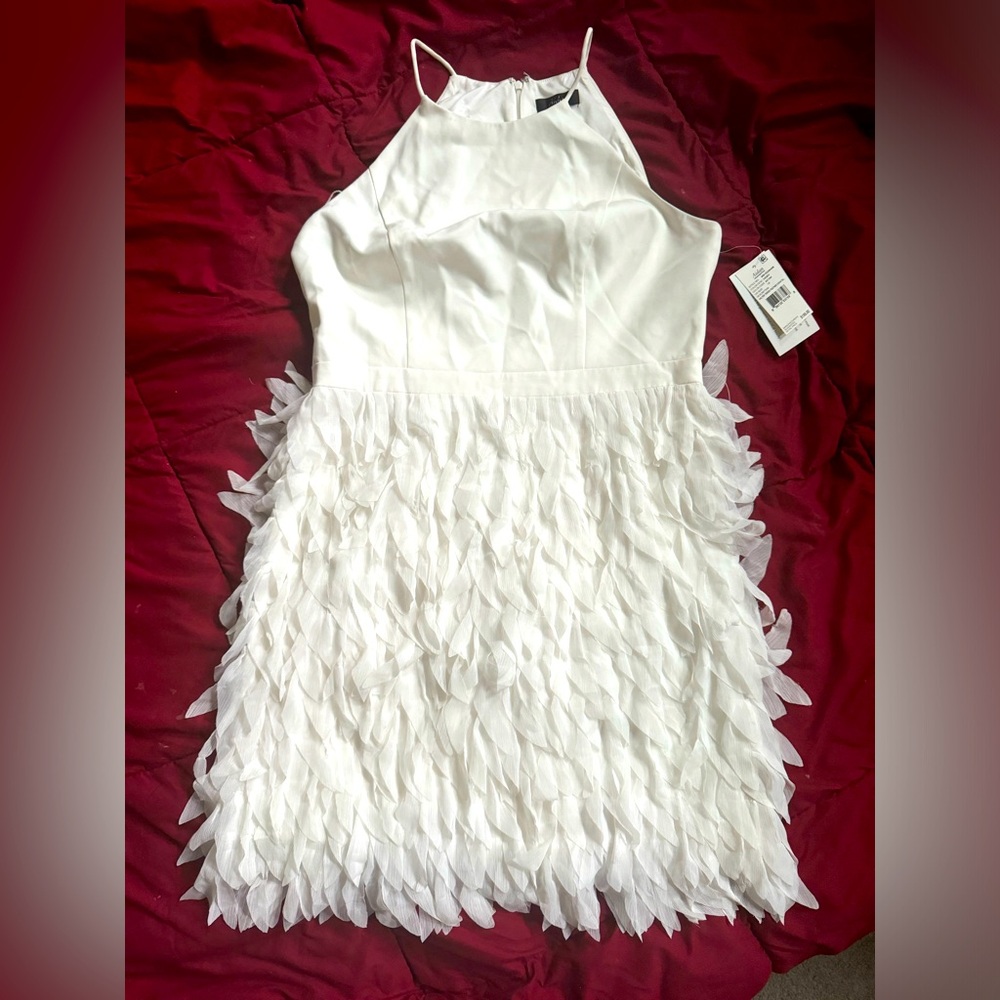 Aidan Mattox feathered cocktail dress